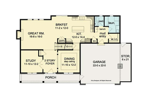Floor Plan - Main Floor for Colonial House Plan #1010-37 - 4 bed, 2.5 bath
