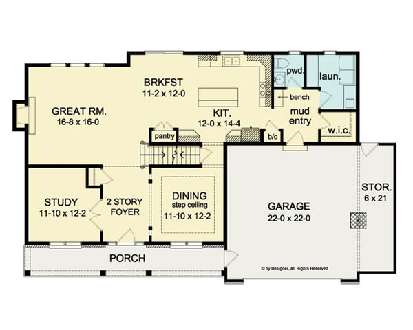 Architectural House Design - Colonial Floor Plan - Main Floor Plan #1010-37