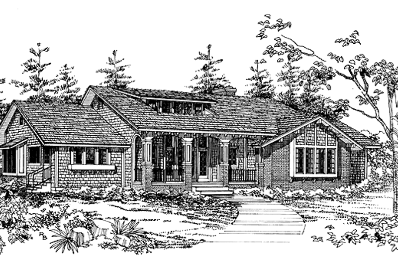 House Blueprint - Craftsman Exterior - Front Elevation Plan #72-838
