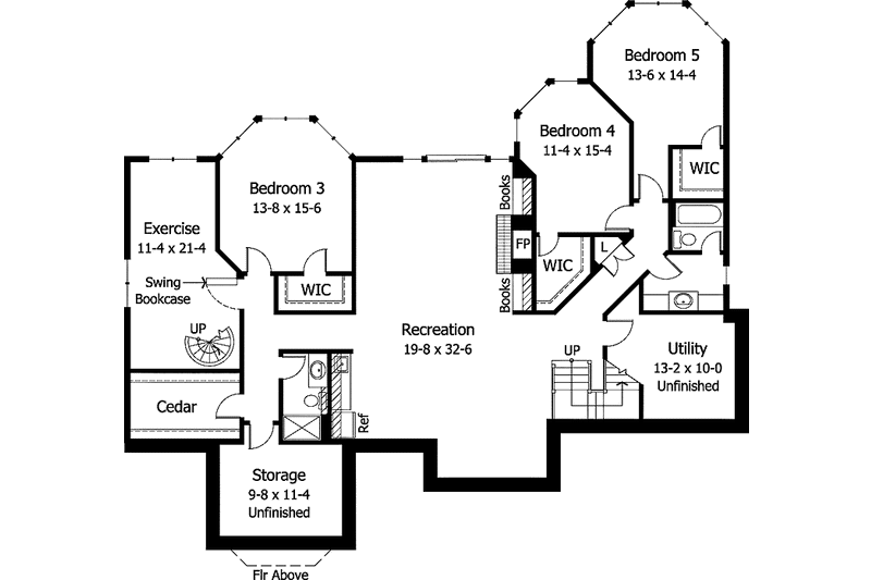 Architectural House Design - Floor Plan - Lower Floor for Country House Plan #51-793 - 5 bed, 4 bath
