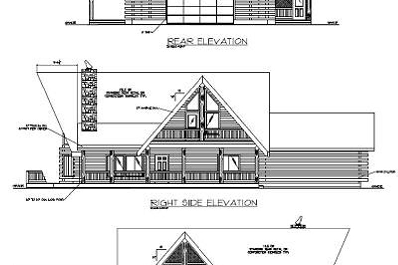 Home Plan - Exterior - Rear Elevation for Log House Plan #117-504 - 3 bed, 2 bath