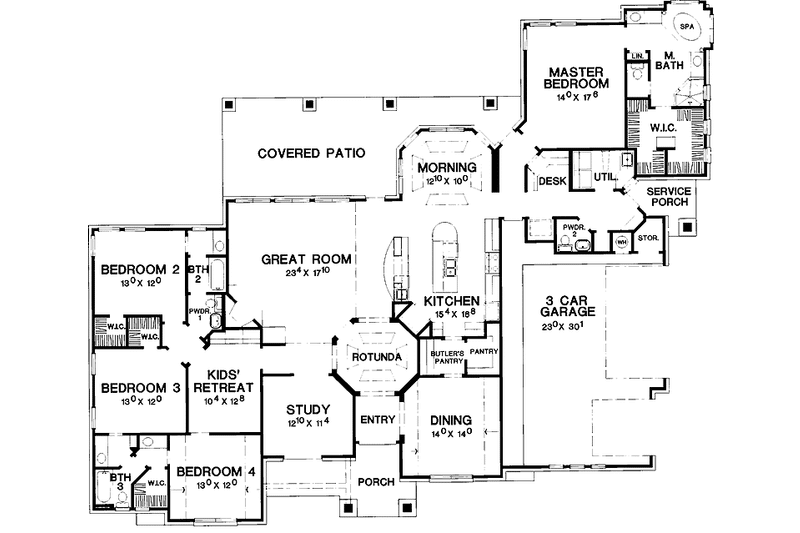 Home Plan - Floor Plan - Main Floor for Traditional House Plan #472-204 - 4 bed, 3.5 bath