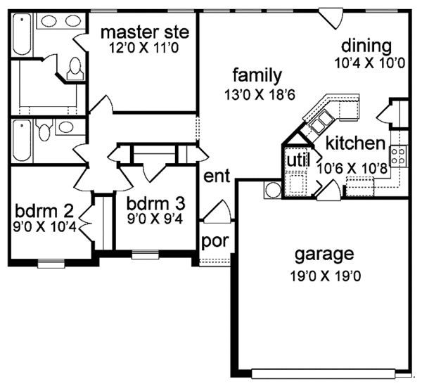 Home Plan - Traditional Floor Plan - Main Floor Plan #84-744