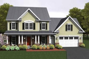 Colonial Exterior - Front Elevation Plan #1010-14