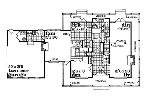 Floor Plan - Main Floor for Country House Plan #47-305 - 4 bed, 3 bath