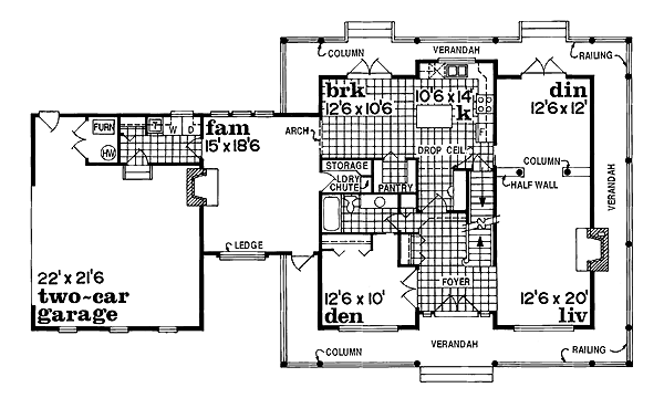Country Floor Plan - Main Floor Plan #47-305