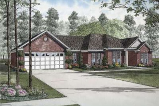 Exterior - Front Elevation for Southern House Plan #17-2173 - 3 bed, 2 bath