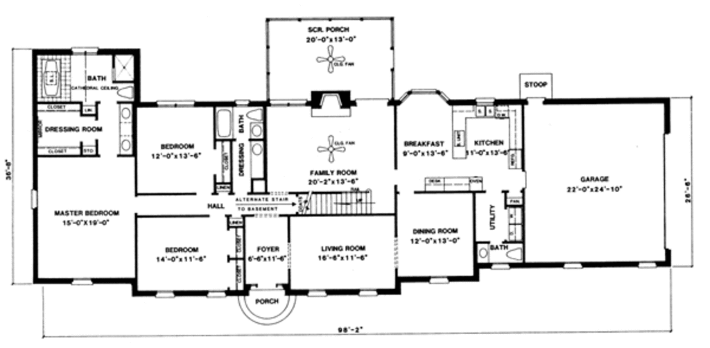 Traditional Style House Plan - 3 Beds 2.5 Baths 2400 Sq/Ft Plan #10-151