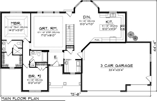 Home Plan - Ranch Floor Plan - Main Floor Plan #70-1046
