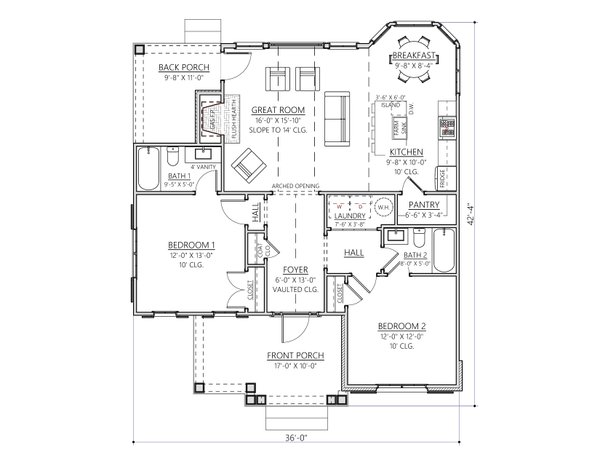 House Blueprint - Cottage Floor Plan - Main Floor Plan #1094-14
