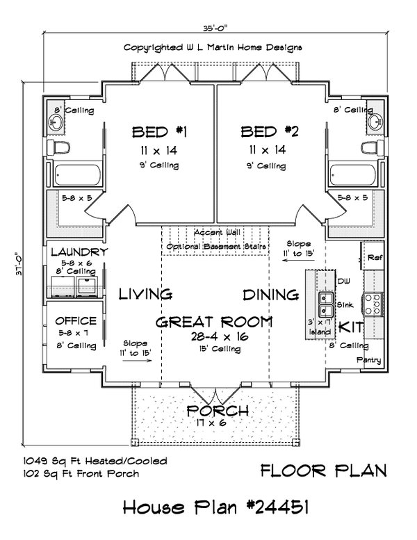 House Blueprint - Cottage Floor Plan - Main Floor Plan #513-2244
