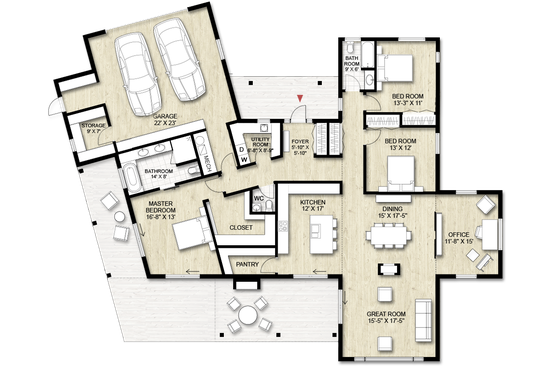Floor Plan - Main Floor for Modern House Plan #924-15 - 3 bed, 2.5 bath