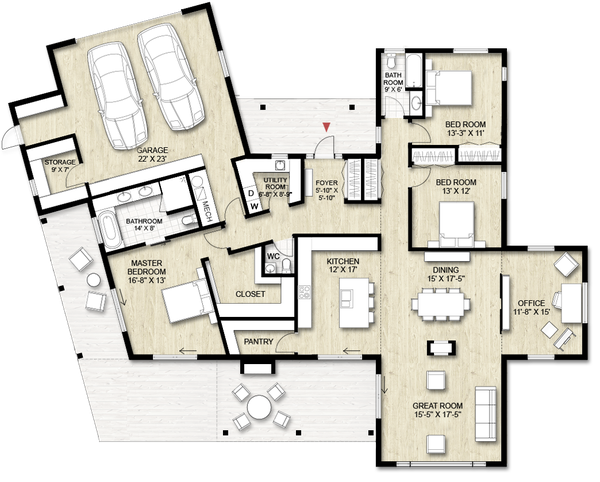 House Design - Modern Floor Plan - Main Floor Plan #924-15