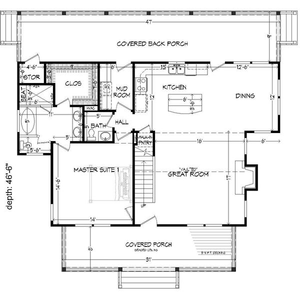 Architectural House Design - Cabin Floor Plan - Main Floor Plan #932-48