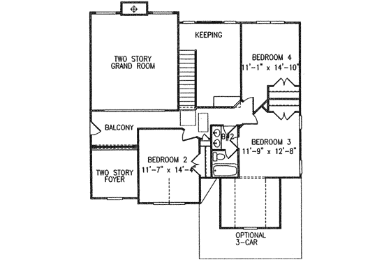 Floor Plan - Upper Floor for Traditional House Plan #54-164 - 4 bed, 2.5 bath