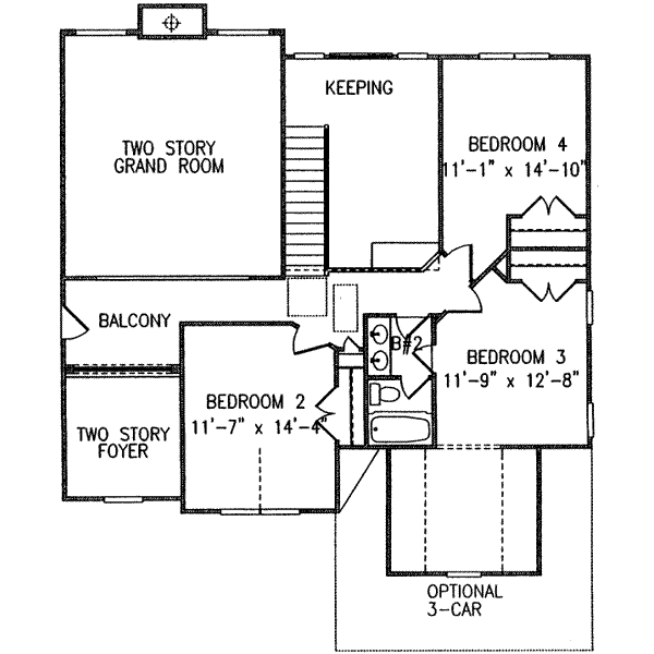 House Blueprint - Traditional Floor Plan - Upper Floor Plan #54-164