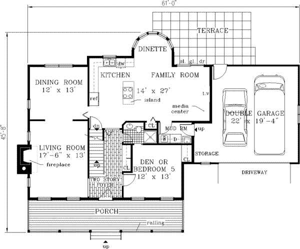 Country Floor Plan - Main Floor Plan #3-179