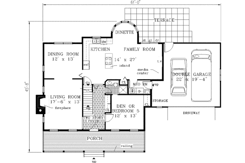 Dream House Plan - Floor Plan - Main Floor for Country House Plan #3-179 - 4 bed, 3 bath