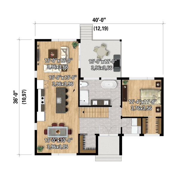 House Blueprint - European Floor Plan - Main Floor Plan #25-5016