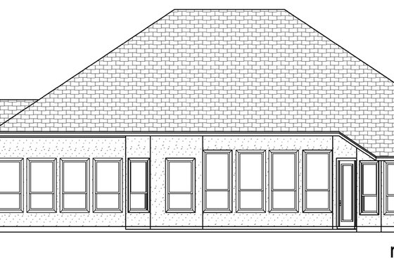 Exterior - Rear Elevation for European House Plan #84-597 - 3 bed, 3 bath