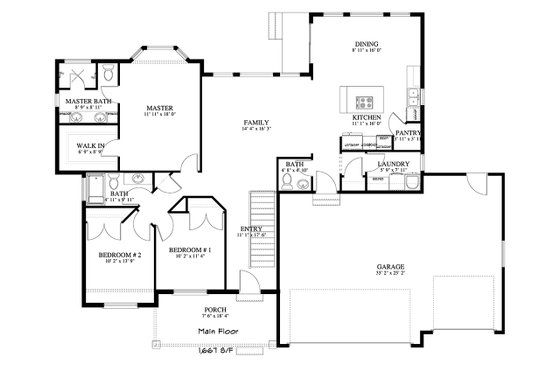 Floor Plan - Main Floor 1 for Ranch House Plan #1060-11 - 6 bed, 3.5 bath