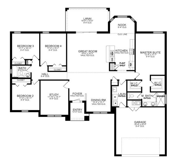 House Blueprint - Ranch Floor Plan - Main Floor Plan #1058-191
