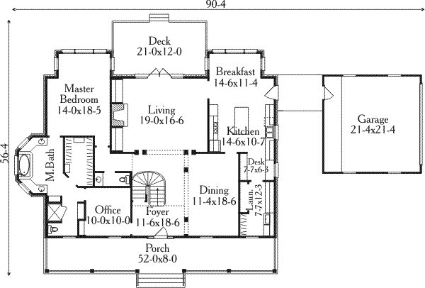 Dream House Plan - Southern Floor Plan - Main Floor Plan #406-177