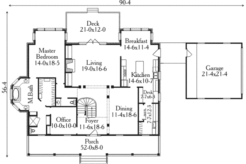 Home Plan - Floor Plan - Main Floor for Southern House Plan #406-177 - 3 bed, 2.5 bath