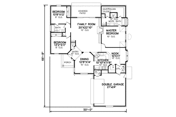 Floor Plan - Main Floor for Traditional House Plan #65-255 - 3 bed, 2 bath