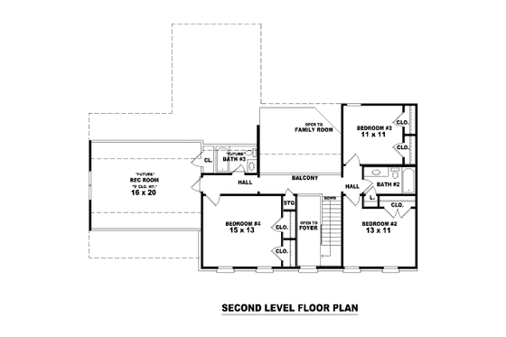 Floor Plan - Upper Floor for Colonial House Plan #81-13703 - 4 bed, 3.5 bath