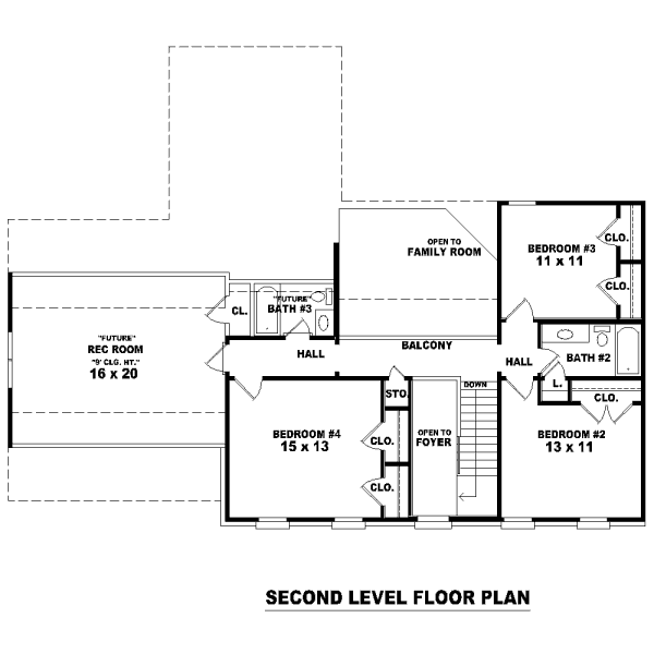 Colonial Floor Plan - Upper Floor Plan #81-13703