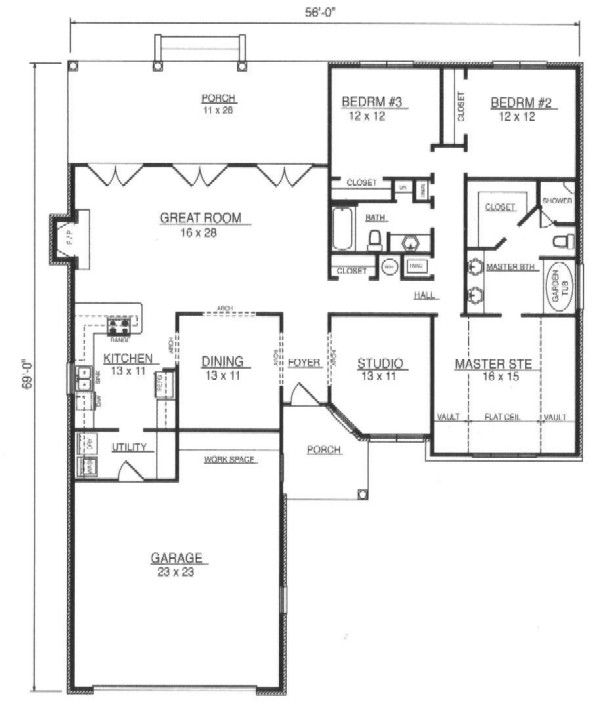 Architectural House Design - European Floor Plan - Main Floor Plan #14-253