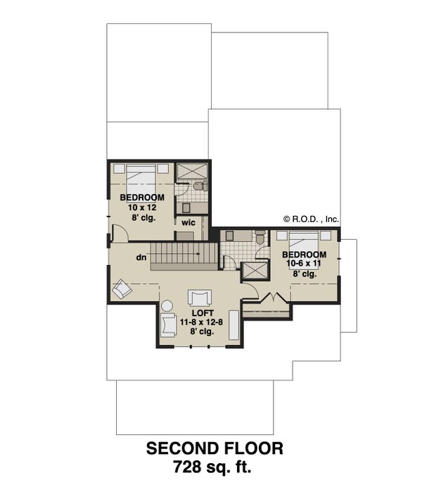 Farmhouse Floor Plan - Upper Floor Plan #51-1282