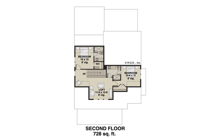 House Blueprint - Floor Plan - Upper Floor for Farmhouse House Plan #51-1282 - 3 bed, 3.5 bath