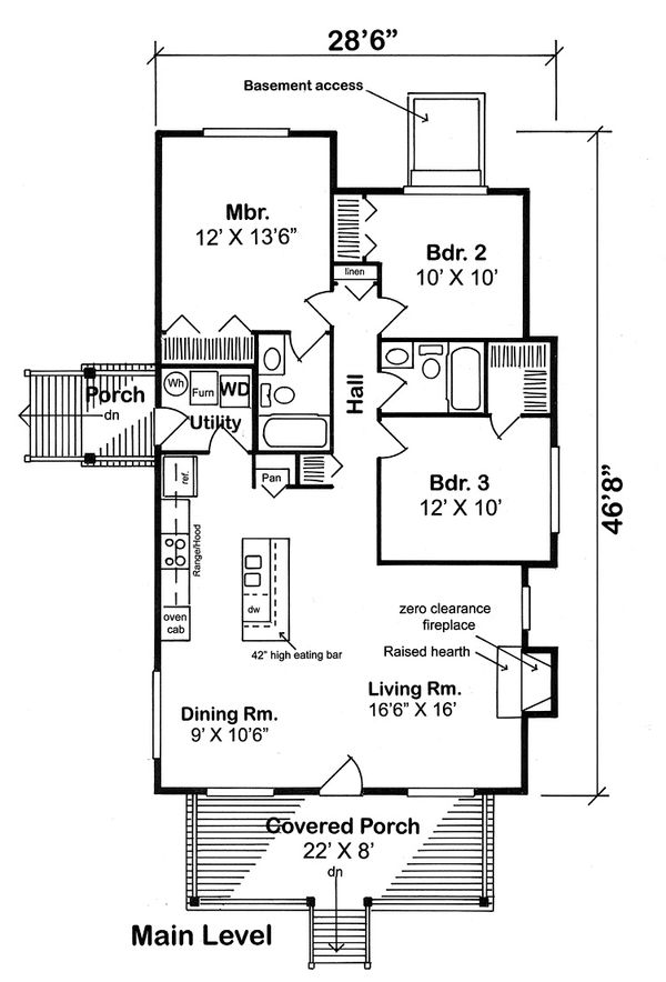 Cottage Floor Plan - Main Floor Plan #312-338