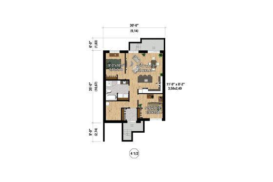 Floor Plan - Lower Floor for Contemporary House Plan #25-4980 - 6 bed, 3 bath