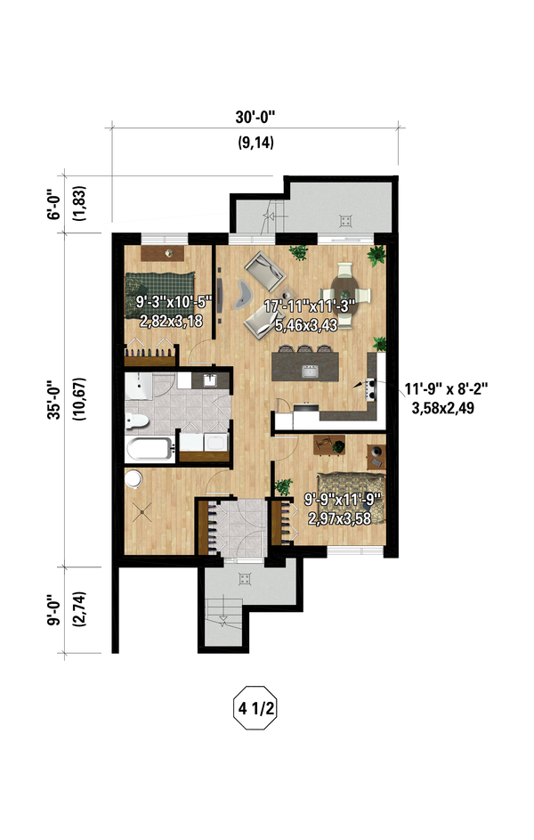 Contemporary Floor Plan - Lower Floor Plan #25-4980