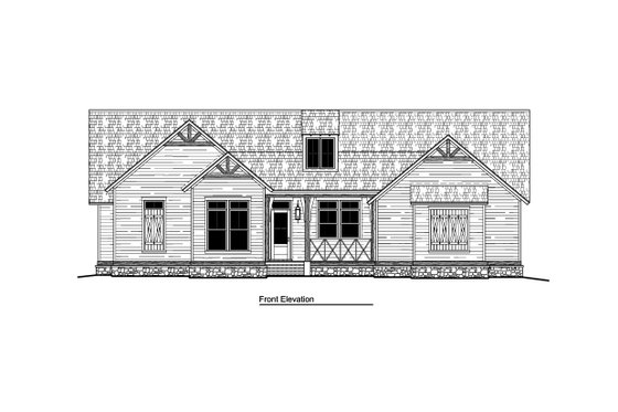 Exterior - Front Elevation 3 for Ranch House Plan #1081-8 - 3 bed, 2.5 bath