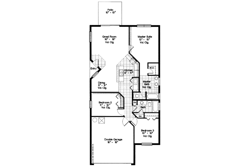 Dream House Plan - Floor Plan - Main Floor for Mediterranean House Plan #417-690 - 3 bed, 2 bath