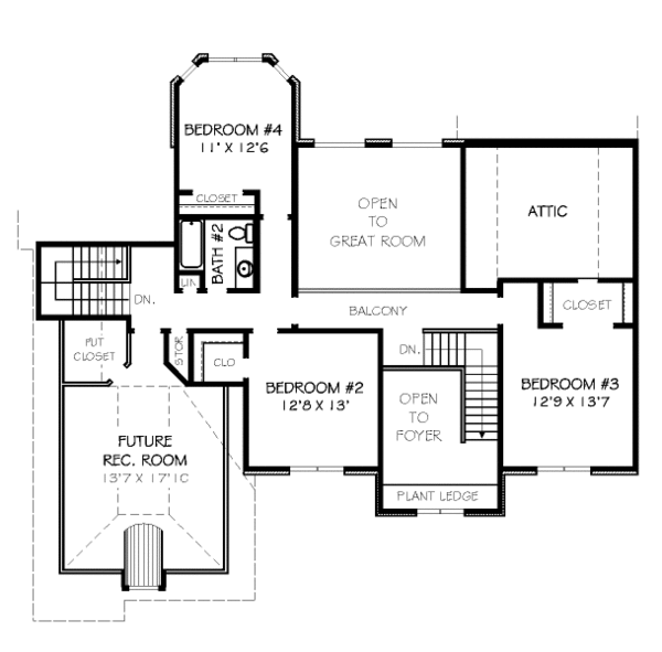 European Floor Plan - Upper Floor Plan #424-328