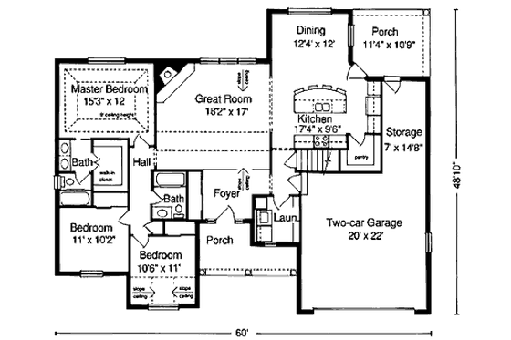 Floor Plan - Main Floor for Traditional House Plan #46-103 - 3 bed, 2 bath