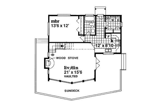 Floor Plan - Main Floor for Modern House Plan #47-310 - 3 bed, 1.5 bath