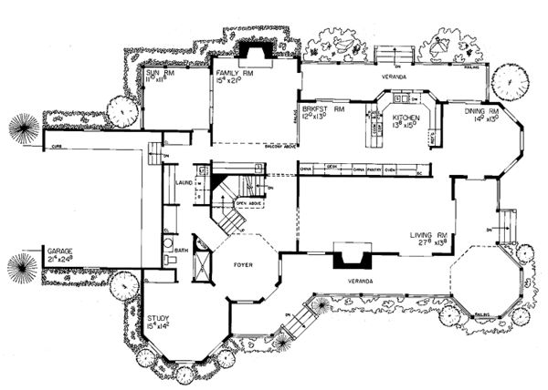 Architectural House Design - Victorian Floor Plan - Main Floor Plan #72-833