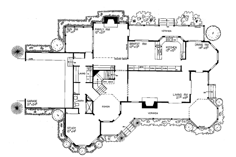Architectural House Design - Floor Plan - Main Floor for Victorian House Plan #72-833 - 3 bed, 4 bath
