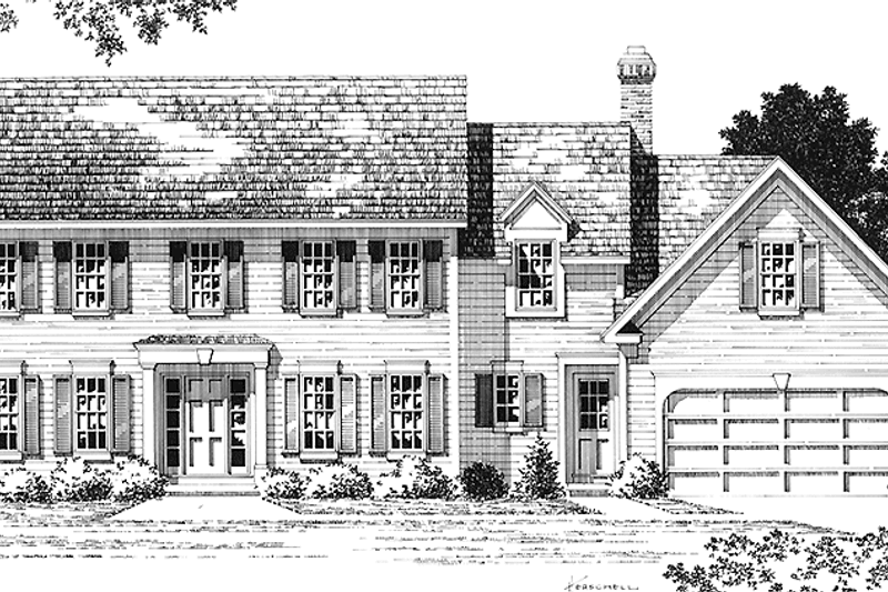 Architectural House Design - Colonial Exterior - Front Elevation Plan #1001-114
