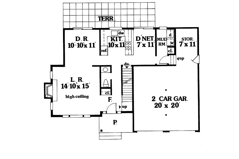 House Blueprint - Floor Plan - Main Floor for Colonial House Plan #456-49 - 3 bed, 2.5 bath