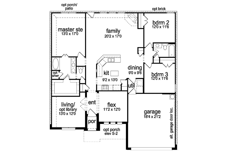 Home Plan - Floor Plan - Main Floor for Country House Plan #84-652 - 3 bed, 2 bath