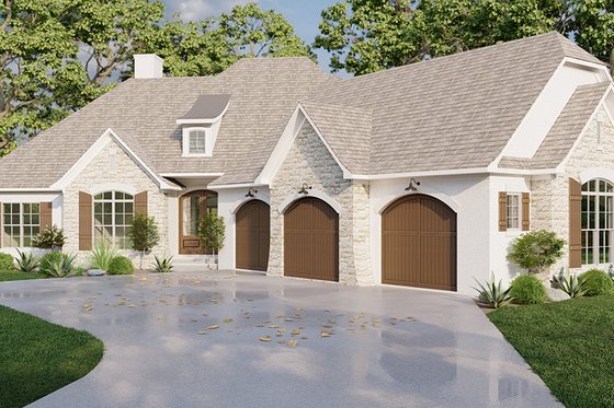 Exterior - Front Elevation 4 for European House Plan #923-300 - 4 bed, 2.5 bath