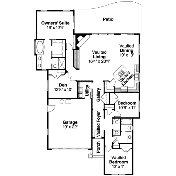 House Plan Design - Mediterranean Floor Plan - Main Floor Plan #124-606