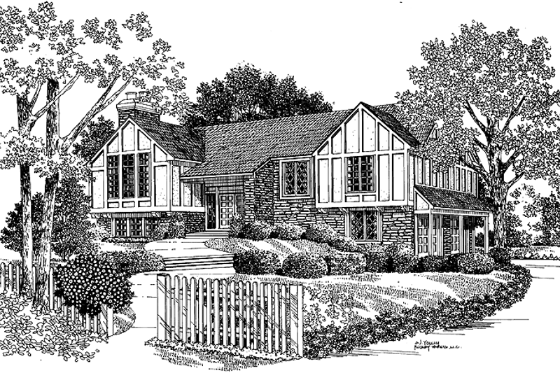 Architectural House Design - Tudor Exterior - Front Elevation Plan #72-724